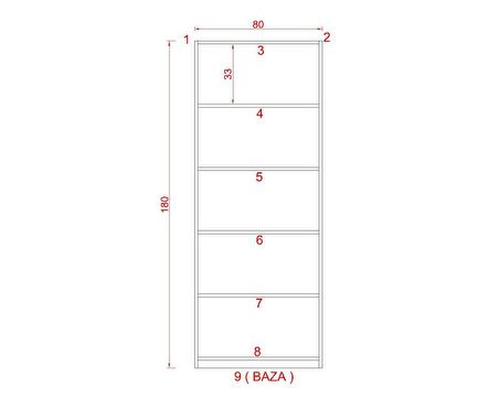 ASYA SUNTALAM KİTAPLIK ( 80 x 180 cm ) - KAPAKLI SACRAMENTO ( MAT )