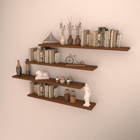4 LÜ RAF SET ( 90-90-80-80 ) HARELİ CEVİZ (MAT)