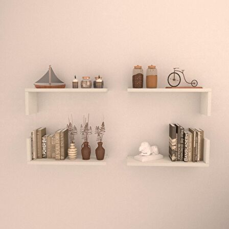 4 LÜ L RAF SET (  45 CM )  BEYAZ ( PARLAK )