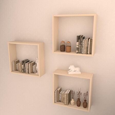 3 LÜ BOX RAF SET KREM ( PARLAK )