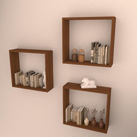 3 LÜ BOX RAF SET HARELİ CEVİZ (MAT)