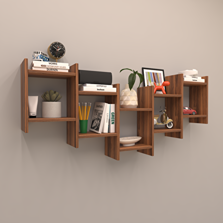 DUVAR RAF SET -23 HARELİ CEVİZ (MAT)