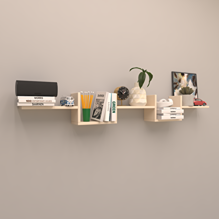 MUGO GİZLİ DUVAR RAF SET KREM ( PARLAK )