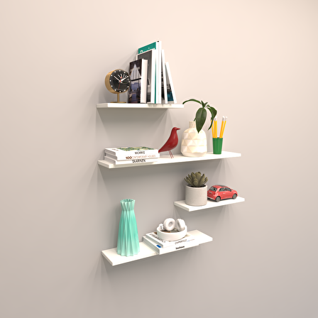 4 LÜ GİZLİ BAĞLANTILI RAF SET ( 80 - 60 - 40 - 40 ) BEYAZ ( MAT )