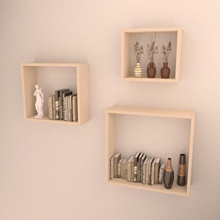 3 LÜ KUTU RAF SET  KREM ( PARLAK )