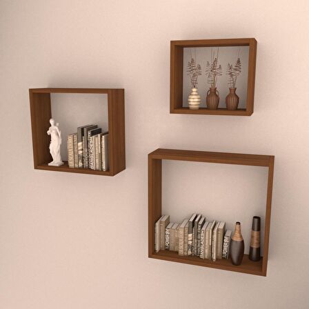 3 LÜ KUTU RAF SET  HARELİ CEVİZ (MAT)