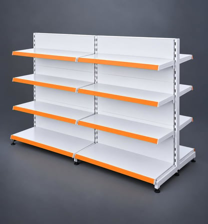 Çift Taraflı (Ekonomik) 2'li Orta Reyon, Market Rafı-Bazasız H:140 cm Antrasit Gri-40x90 cm