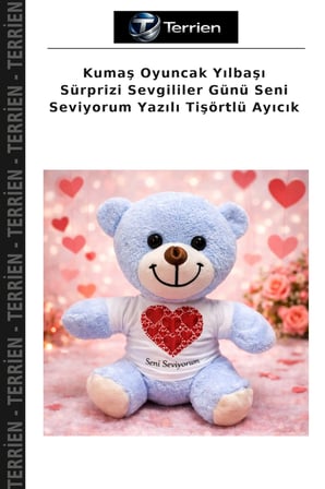 Kumaş Oyuncak Yılbaşı Sürprizi Sevgililer Günü Seni Seviyorum Yazılı Tişörtlü Ayıcık