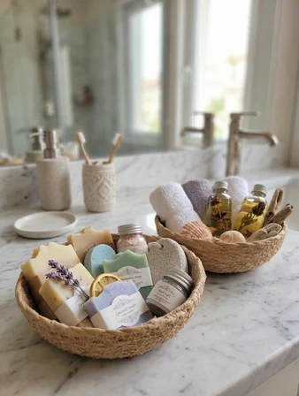 2'li Çok Amaçlı Doğal Bambu Hasır Örme Mini Kase Sepet Seti - 14 cm Mutfak Banyo Dekoratif Düzenleyici&Çerezlik