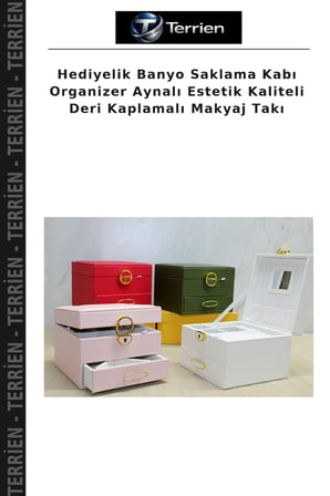 Hediyelik Banyo Saklama Kabı Organizer Aynalı Estetik Kaliteli Deri Kaplamalı Makyaj Takı