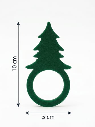6 Adet Lüx Keçe Çam Ağacı Yılbaşı Temalı Peçete Yüzüğü Halkası Dekoratif Masa Sunum Aksesuarı (5*10 CM)