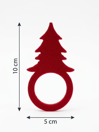6 Adet Lüx Keçe Çam Ağacı Yılbaşı Temalı Peçete Yüzüğü Halkası Dekoratif Masa Sunum Aksesuarı (5*10 CM)