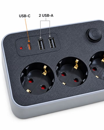 Ev ve Ofis Kullanımına Uygun USB ve Type C Şarj Çıkışlı Akım Korumalı Çoklu Priz