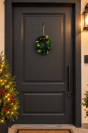 Yılbaşı Temalı Mini Kapı Duvar Süsü Dekoratif Çam Çelengi Kırmızı ve Gold Detaylı (20 cm)
