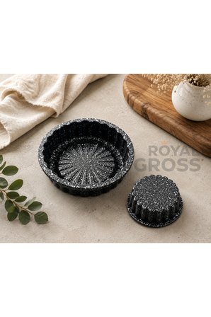 Chef Serisi Döküm Mini Siyah Tart Kek Kalıbı 1 Adet Granit Yapışmaz Fırın Kalıbı