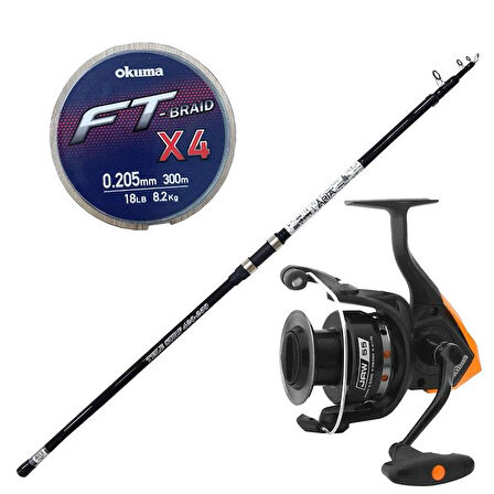 YekOutdoor Surf Oltası Seti Okuma Aria Tele Surf 3,90 cm 100-200 gr Surf Kamışı&Okuma JAW-65 3+1BB Olta Makinesi