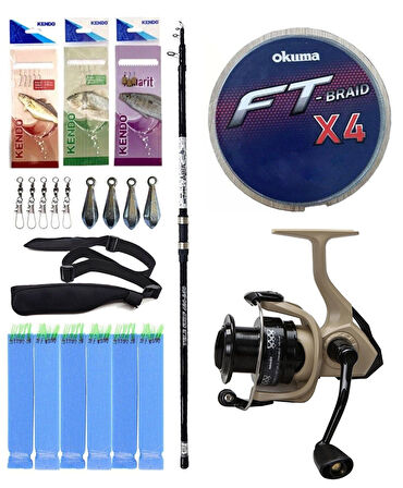 Yek Outdoor Surf Olta Seti Okuma Aria Tele Surf 3,90 cm 100-200 gr Surf Kamışı&Okuma Outrax OR-6000SGA 1+1BB Olta Makinesi