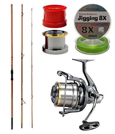 YekOutdoor Yüksek Performans Okuma Trio Rex Surf 450cm 120-250gr 3 Parça Surf Kamışı&Okuma Flite Surf FLS35-1500AY Gunsmoke 9+1BB Olta Makinesi