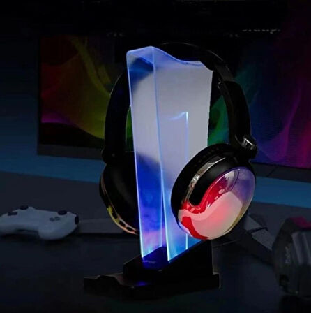 RGB Oyuncu Kulaklığı Standı + Telefon Standı Led Işık Kulaklık ve Telefon Tutucu