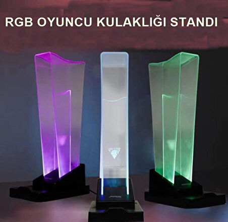 RGB Oyuncu Kulaklığı Standı + Telefon Standı Led Işık Kulaklık ve Telefon Tutucu