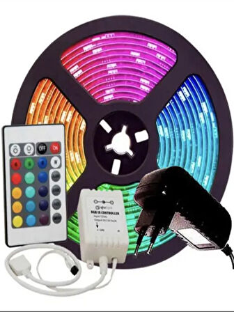 5 Metre Tak Çalıştır Kumandalı, 96 Renk RGB Şerit Led TV Ünitesi, Mutfak Tezgahı, Vitrin, Tavan Ledi