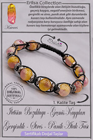 Sertifikalı Gerçek AAA+ Kalite Terahertz - Sarı Mor Kuvars Taşı Bileklik