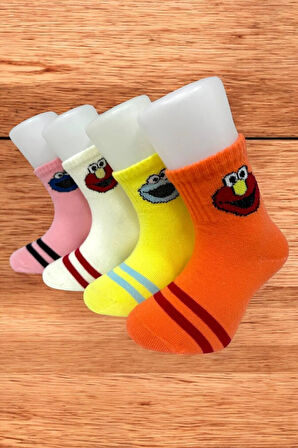 8 Çift Burun Dikişsiz Kurabiye Canavarı Desenli Kız Çocuk Soket