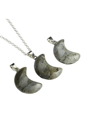 Sertifikalı Labradorit Doğal Taş Ay Model Kolye