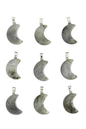 Sertifikalı Labradorit Doğal Taş Ay Model Kolye