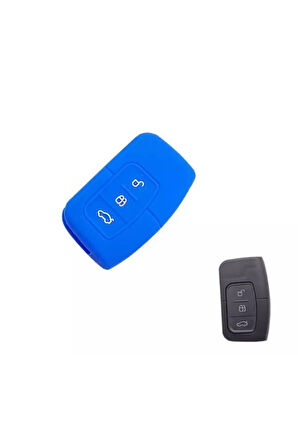 Ford Focus C Max S-max Mondeo Kuga Silikon Anahtar Koruma Kılıfı Sustasız Mavi Renk