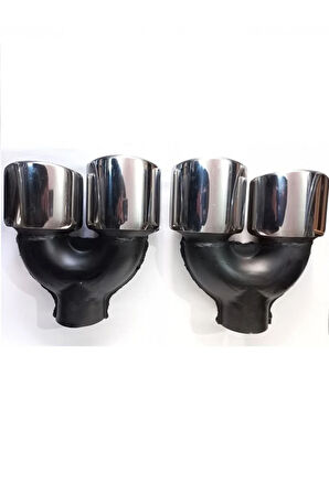 90 Mm Yassı Kesik Çiftli Sağ Sol Takım Egzoz Ucu