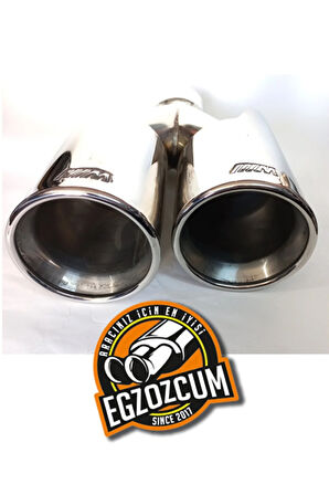 90 mm. Tam krom paslanmaz çiftli, sağ egzoz ucu. (M logolu)