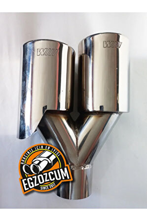 90 mm. Tam krom paslanmaz çiftli, sağ egzoz ucu. (M logolu)