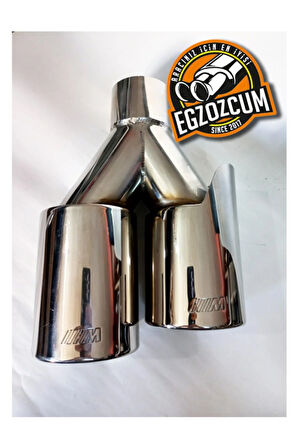 90 mm. Tam krom paslanmaz çiftli, sağ egzoz ucu. (M logolu)