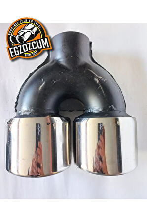 90 mm. Yassı Kesik eşit çiftli paslanmaz krom egzoz eksoz ucu