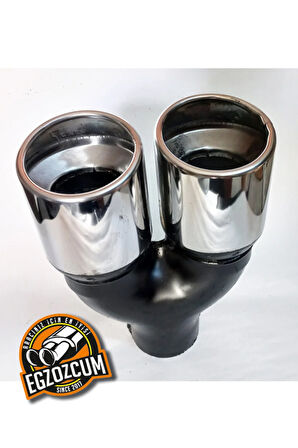 76 Mm. Çiftli Içi Dolu Eğimli Eşit Krom Egzoz Eksoz Ucu - -