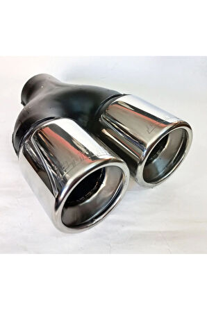 76 Mm. Paslanmaz Krom Çiftli Eşit, Düz Içi Dolu Egzoz Eksoz Ucu Uyumlu 1 Adet