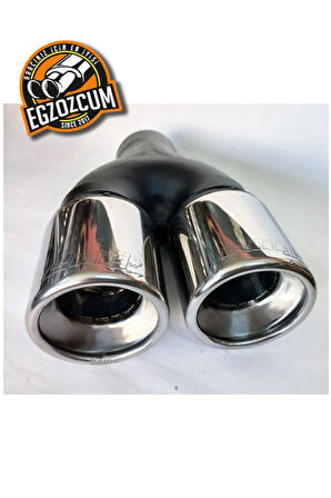 76 Mm. Paslanmaz Krom Çiftli Eşit, Düz Içi Dolu Egzoz Eksoz Ucu Uyumlu 1 Adet