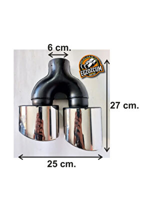 100 Mm. Paslanmaz Krom Yassı Çiftli Sağ/sol Takım Egzoz Eksoz Ucu 2 Adet (ÇAPRAZ EŞİT)