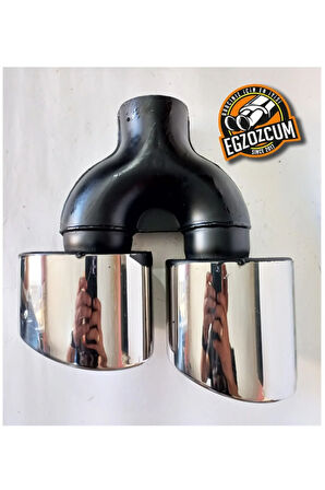 100 Mm. Paslanmaz Krom Yassı Çiftli Sağ/sol Takım Egzoz Eksoz Ucu 2 Adet (ÇAPRAZ EŞİT)