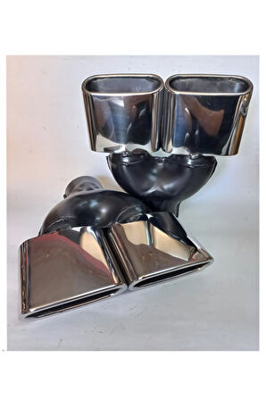 Yassı kare çiftli krom, ucu eğimli egzoz eksoz ucu 2 adet takım