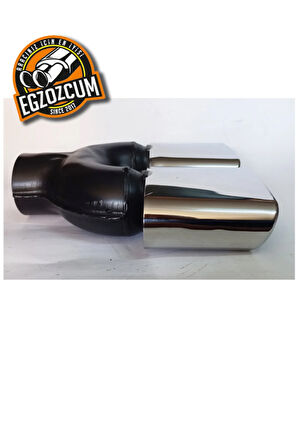 Yassı kare çiftli krom, ucu eğimli egzoz eksoz ucu 2 adet takım