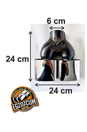 Yassı kare çiftli krom, ucu eğimli egzoz eksoz ucu 2 adet takım