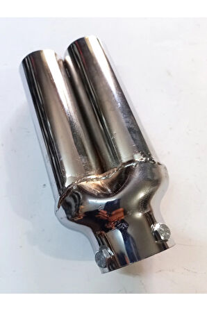 Sök/ Tak vidalı ucu düz eşit SESSİZ çiftli nikelaj egzoz eksoz ucu