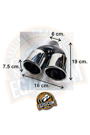 76 mm. Krom düz eşit (dual) çift çıkışlı paslanmaz içi boş egzoz eksoz ucu 2 ADET TAKIM