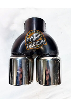 76 mm. Krom düz eşit (dual) çift çıkışlı paslanmaz içi boş egzoz eksoz ucu 2 ADET TAKIM