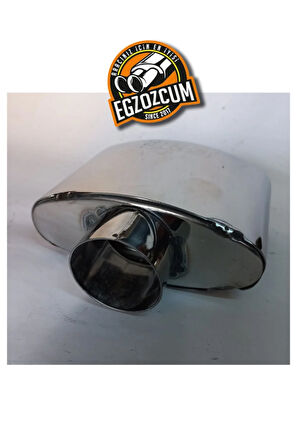 Paslanmaz Krom Tekli Egzoz Eksoz Ucu Başlığı Yassı Oval Balina  Uyumlu