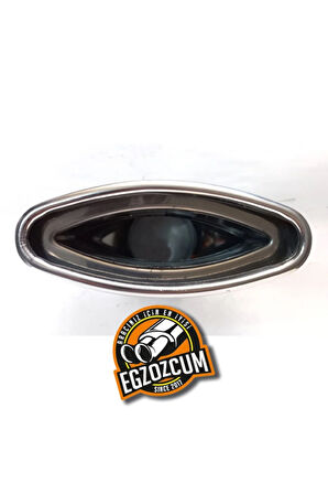 Paslanmaz Krom Tekli Egzoz Eksoz Ucu Başlığı Yassı Oval Balina  Uyumlu