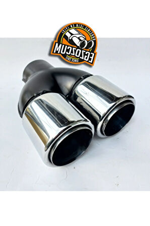 76 mm Uyumlu Krom Düz Eşit Dual Çift Çıkışlı Paslanmaz İçi Borulu Egzoz Ucu