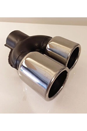 60 mm. Krom düz yuvarlak (dual) çift yönlü paslanmaz sessiz egzoz eksoz ucu